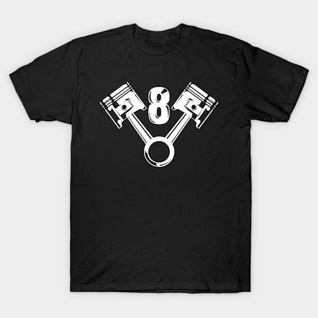 V8 Engine Design for Eight Cylinder Car Fans T-Shirt by c1337s